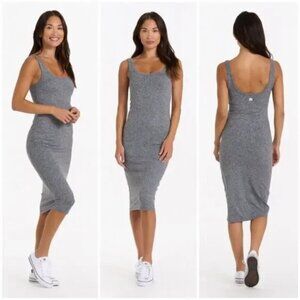 Vuori Halo Tank Midi Dress Heather Gray DreamKnit Soft Athleisure Size S